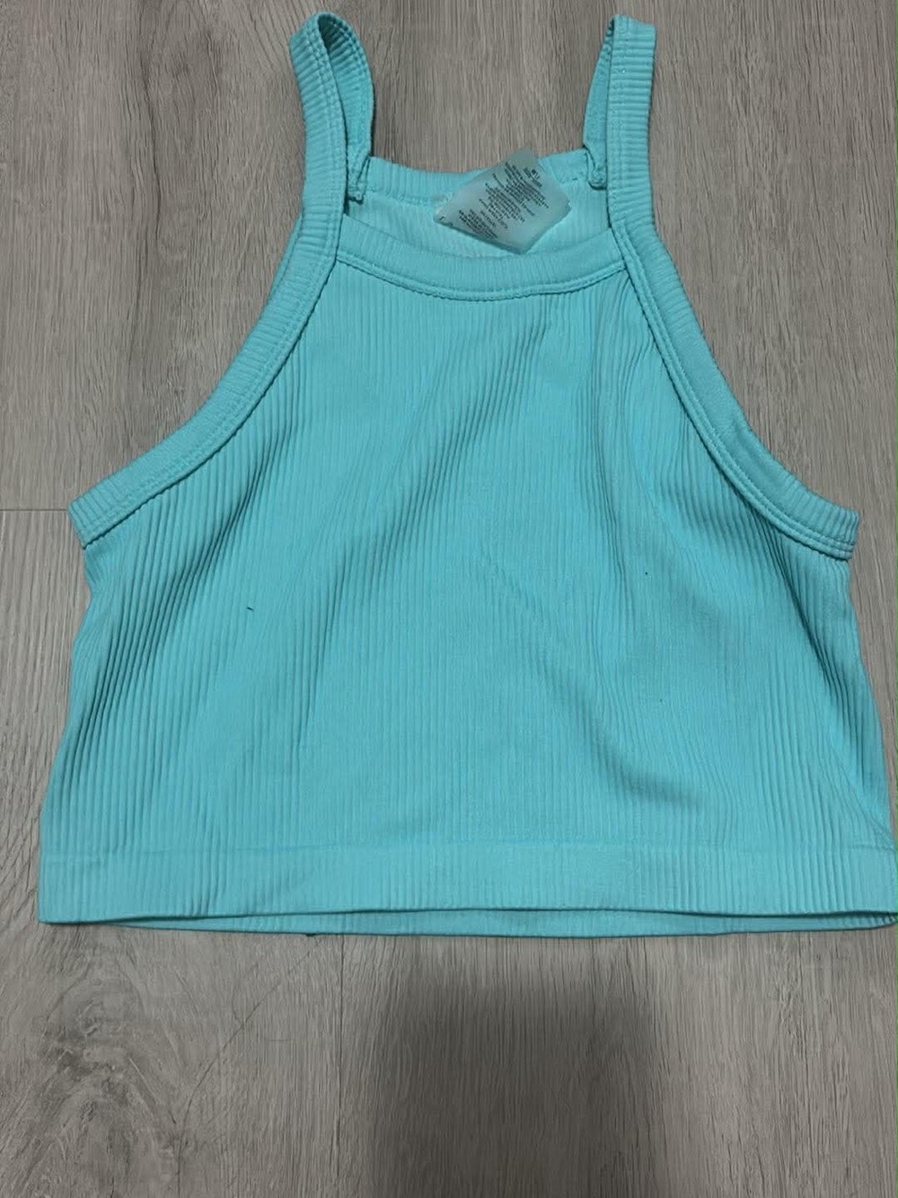 Ribbed Tank Crop Top - Aqua Blue